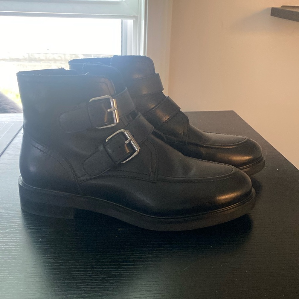 Leather monk strap booties